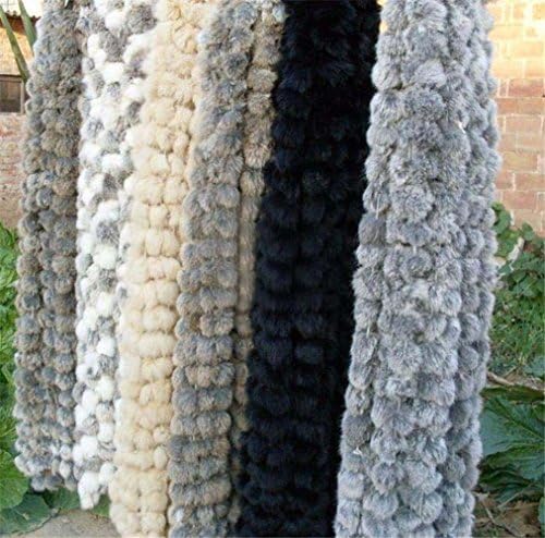 Deetto Soft Scarf Genuine Rabbit Fur Pom Balls Four Row Shawl Wrap Natural color