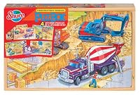 Shure Construction Vehicles 4 Large Puzzles in a Wooden Box 