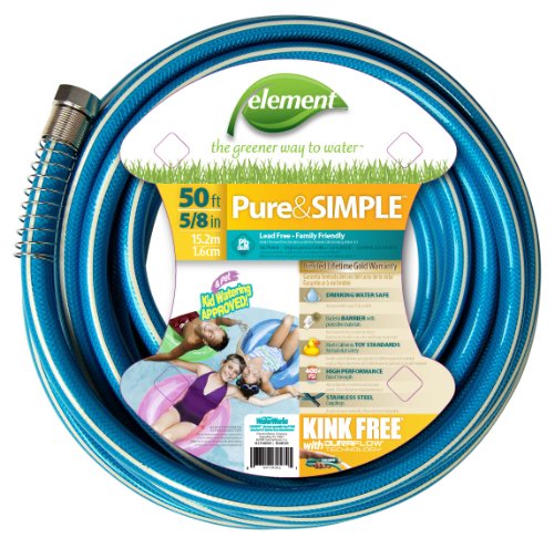 Colorite Element ELLF58050 Pure and Simple Lead Free, Kink Free 5/8-Inch-by-50-Foot Garden Hose,Turquoise