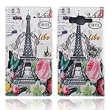 Yakamoz Fantastic Artistic Painting Paris Eiffel Tower Flower Buttery Flip Leather Card Slots Wallet Stand Case for Samsung Galaxy Grand Prime G530H with Free Screen Protector & Stylus Pen