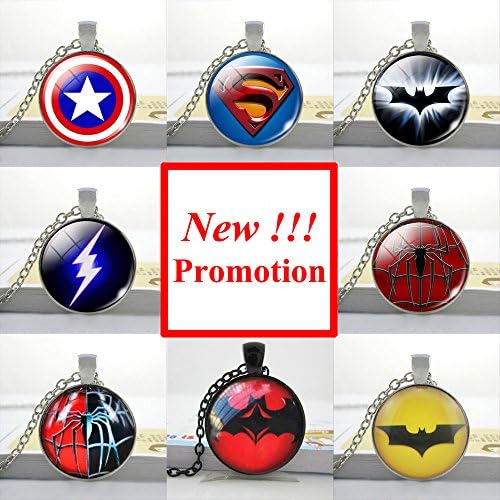 Pretty Lee 2015 New Fashion Glass Cabochon Dome Pendant League Hero Captain America Necklace Spider Man Picture Necklace