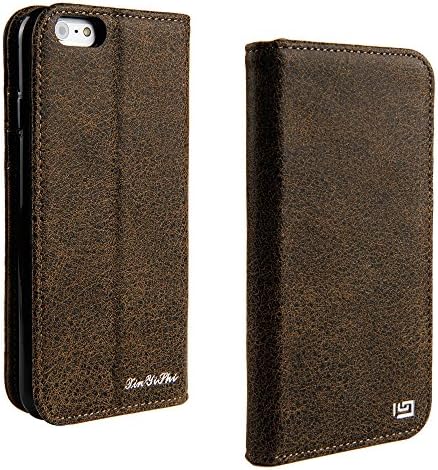 iPhone 6 Plus case , xinyishi Case for iPhone 6 Plus [Crack Cowhide Leather ] wallet style with stand function (5.5"New1)