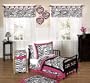 Funky Zebra and Hot Pink Toddler Bedding 5 pc Set