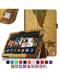 CE: Fintie Kindle Fire HDX 8.9 Folio Case Slim Fit Leather Cover (will fit Amazon Kindle Fire HDX 8.9" Tablet 2014 4th Generation and 2013 3rd Generation) - Map Brown - Fintie