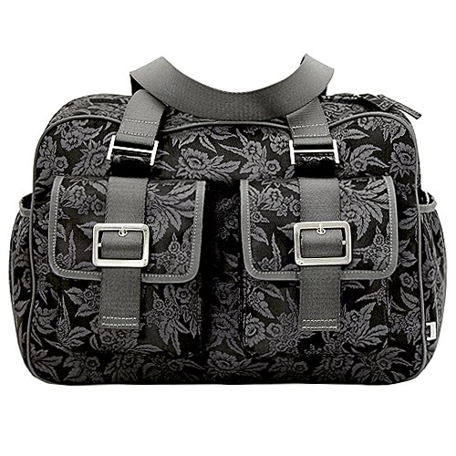 OiOi Black Floral Jacquard Diaper Bag