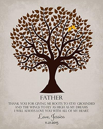 Pesonalized Gift For Dad on Father's Day or Birthday Family Tree of Life Poem Roots To Stay Grounded Wings To Fly Gift For Mom and Dad 8x10 Unframed Custom Art Print