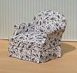 Dollhouse Miniature Grey Floral Upholstered Chair
