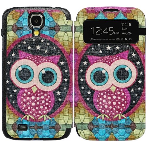 Bfun Packing Colorful Cute Owl S View Flip Leather Case Cover For Samsung Galaxy S4 i9500