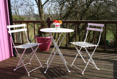 3 PIECE METAL GARDEN BISTRO SET ROUND TABLE & 2 CHAIRS - WHITE top Bistro sets 3 PIECE METAL GARDEN BISTRO SET ROUND TABLE & 2 CHAIRS - WHITE picture