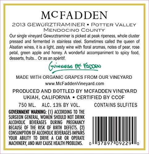 2013 McFadden Gewurztraminer Mendocino County 750 mL