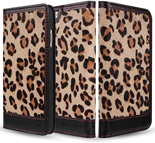 iPhone 6 Plus Case / iPhone 6S Plus Case , Mouselemur Leopard Print Series Genuine Leather Wallet Flip Stand Case for iPhone 6/6S Plus (5.5)