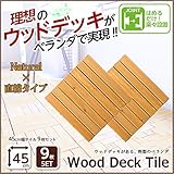 売れ筋のウッドタイル 天然木で作られた 45cm幅・9枚セット 直線×NA （ナチュラル）