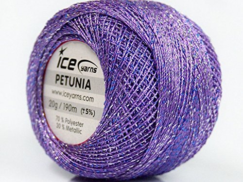 Petunia Lilac Blue Silver Metallic Braid Thread - 20 Gram 207 Yards