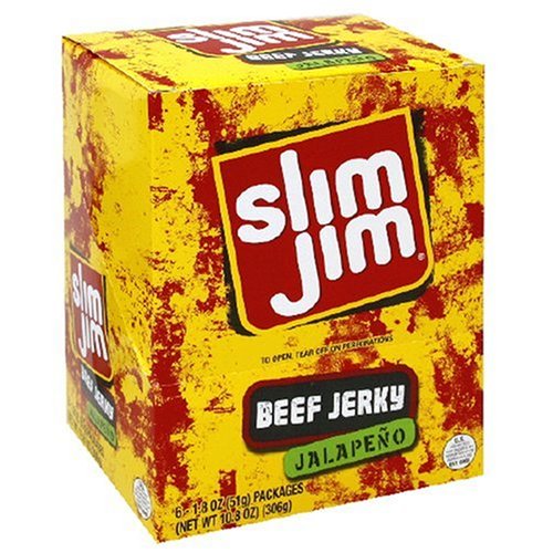 Slim Jim Beef Jerky, Jalapeno, 1.8-Ounce Packages in 6-Count Boxes (Pack of 2) by Slim Jim