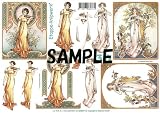 A4 3D step by step Le Suh decoupage sheet - Art Deco lady