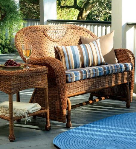 Prospect Hill Handwoven Resin Wicker Outdoor Love Seat &amp; Chair Glider Set, in Light Brown