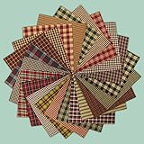 40 Rustic Christmas Charm Pack, 5 inch Precut Cotton Homespun Fabric Squares by Jubilee Creative Studio