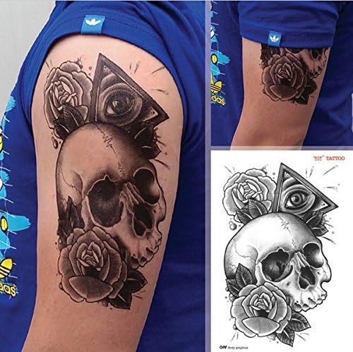 GeAiFei Waterproof High Quality Temporary Tattoo Sticker " Angel Eyes &amp; Skull " -15.5*22 cm