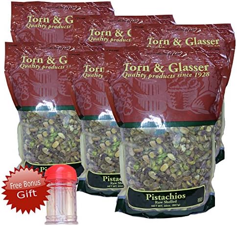 Torn &amp; Glasser Pistachios, Raw Shelled - 32oz (FREE Bonus Gift!) (6 Pack)