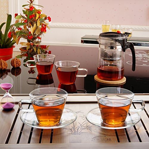 Home tea(TM) 150ml heat-resistant glass tea cup with saucer flower tea cup coffee cup