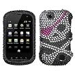 Hard Diamante Protector Skin Cover (Faceplate/Snap On) Full Rhinestones Diamond Bling for Kyocera Milano C5120 Sprint - Pink Heart Skull