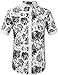SSLR Men's Flower Buttondown Short Sleeve Shirt (Medium, White Black)