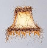 Shades - Chandelier Clip On Lamp Shade - Champagne Square with Dark Fringe and Beads - B5507
