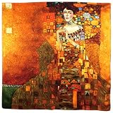 100% Luxurious Charmeuse Silk Gustav Klimt's "Adele Bloch-Bauer I" Hand Rolled Edges Square Scarf Shawl