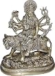 Antique Figurine Goddess Durga Metal Sculpture 7.5 x 4.5 x 9.5 inches