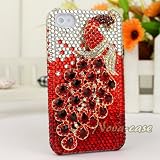 3D Crystal iPhone Case for AT&T Verizon Sprint Apple iPhone 4/4S Red Peacock