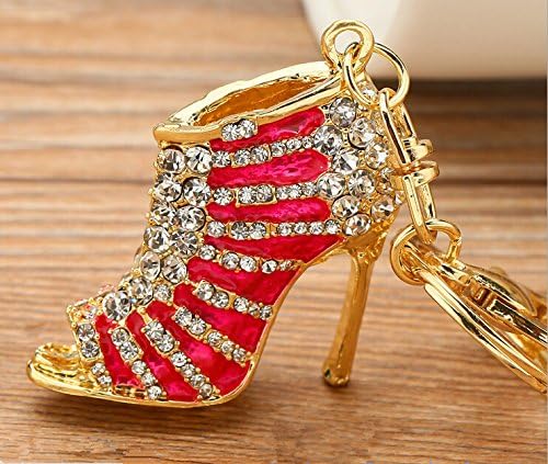 Hulu heels diamond metal keychain car key bag key chain pendant pendant Valentine birthday gift ideas necessary [Rose]