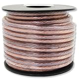GLS Audio Premium 12 Gauge 25 Feet Speaker Wire - True 12AWG Speaker Cable 25ft Clear Jacket - High Quality 25' Spool Roll 12G 12/2 Bulk