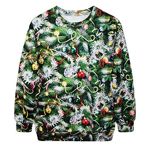 Cfanny Couple Cute 3D Santa Print Ugly Christmas Pullover Sweatshirt Outwear