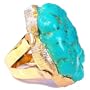 Vintage Turquoise Nugget Cocktail Ring in 18k Yellow Gold