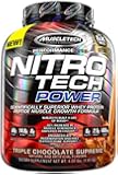 MuscleTech Nitro Tech Power Powder, Superior Whey Protein Peptide Muscle Growth Formula, Triple Chocolate Supreme, 4 lbs (1.81kg)