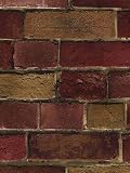 Wallpaper Faux Vintage Red and Tan Brick Wall, Looks Real Up!