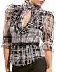 Plaid Ruffle 3/4 Sleeve Shirt Product Image