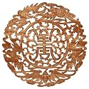 Hand-carved 20" Camphor Wood "Blessings & Long Life" Wall Hanging