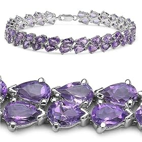 18.40 Carat Genuine Amethyst Silver Bracelet by JewelzDirect