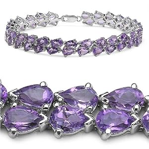 18.40 Carat Genuine Amethyst Silver Bracelet by