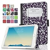 TNP iPad Pro 9.7 Case (Composition Book Purple) Ultra Slim Lightweight Protective Stand Smart Cover with Card Slots, Stylus Holder, Auto Sleep/Wake Feature for Apple iPad Pro 9.7