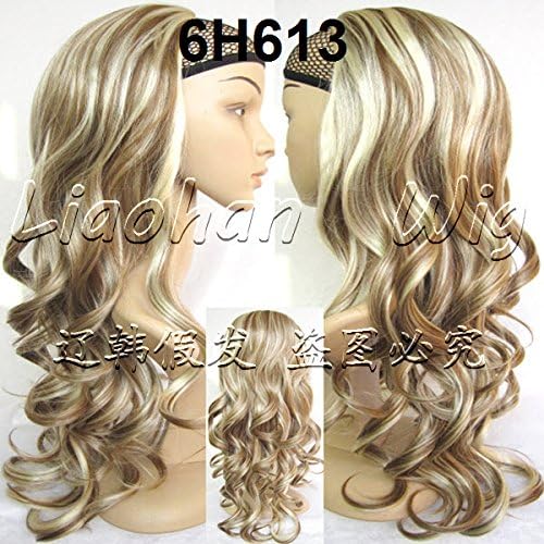 Liaohan® 3/4 Half Wig Hair Fall Long Curly Wig Fall Highlights Hair Wig Fall Curly Hair Wigs for Women 6H613 Brown Blonde Wig