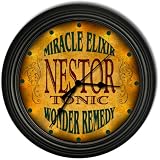 Nestor 's Tonic Wonder Remedy Black Cascading Pub Style Wall Clock