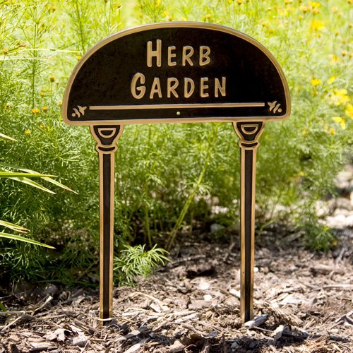 Herb Garden Yard Plaque - Antique Brass