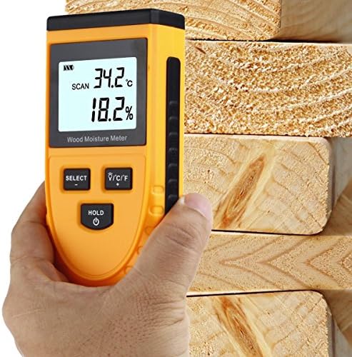 Elecsmart Wood Moisture Meter, Digital Moisture Meter Non-Invasive Inductive Wood Moisture Tester Water Content