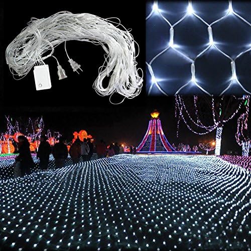 Ali Huang 100 LED Net Mesh Fairy Lights Twinkle Lighting Christmas Wedding with tail plug(Cold White)