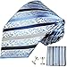 Paul Malone Necktie, Pocket Square and Cufflinks 100% Silk Blue