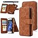Galaxy S7 Case, S7 Case, CaseUp 12 Card Slot Series - [Zipper Cash Storage] Premium Flip PU Leather Wallet Case Cover With Detachable Magnetic Hard Case For Samsung Galaxy S7, Brown