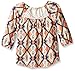 My Michelle Girls' Big Printed Blouse with Tie Front and Lace Yoke and Shoulder Seam