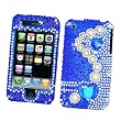Apple iPhone 3G & 3GS Snap-on Protector Hard Case Rhinestone Cover "Bling Bling Blue" Design